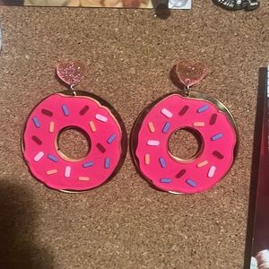 Pink frosted sprinkled Donut Earrings